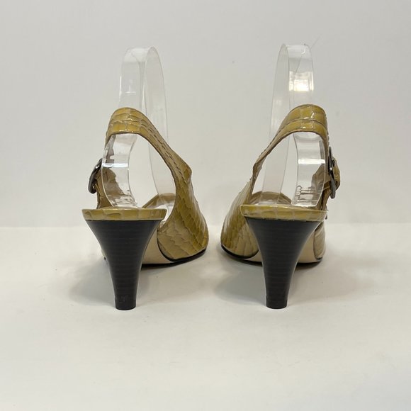 2 for $20. Alex Marie Yellow Leather Open Toe Snake skin design women's size 9. - Picture 3 of 9